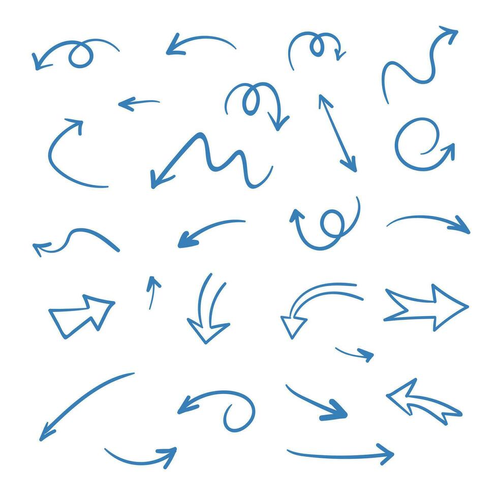 A set of twisted hand-drawn arrows vector