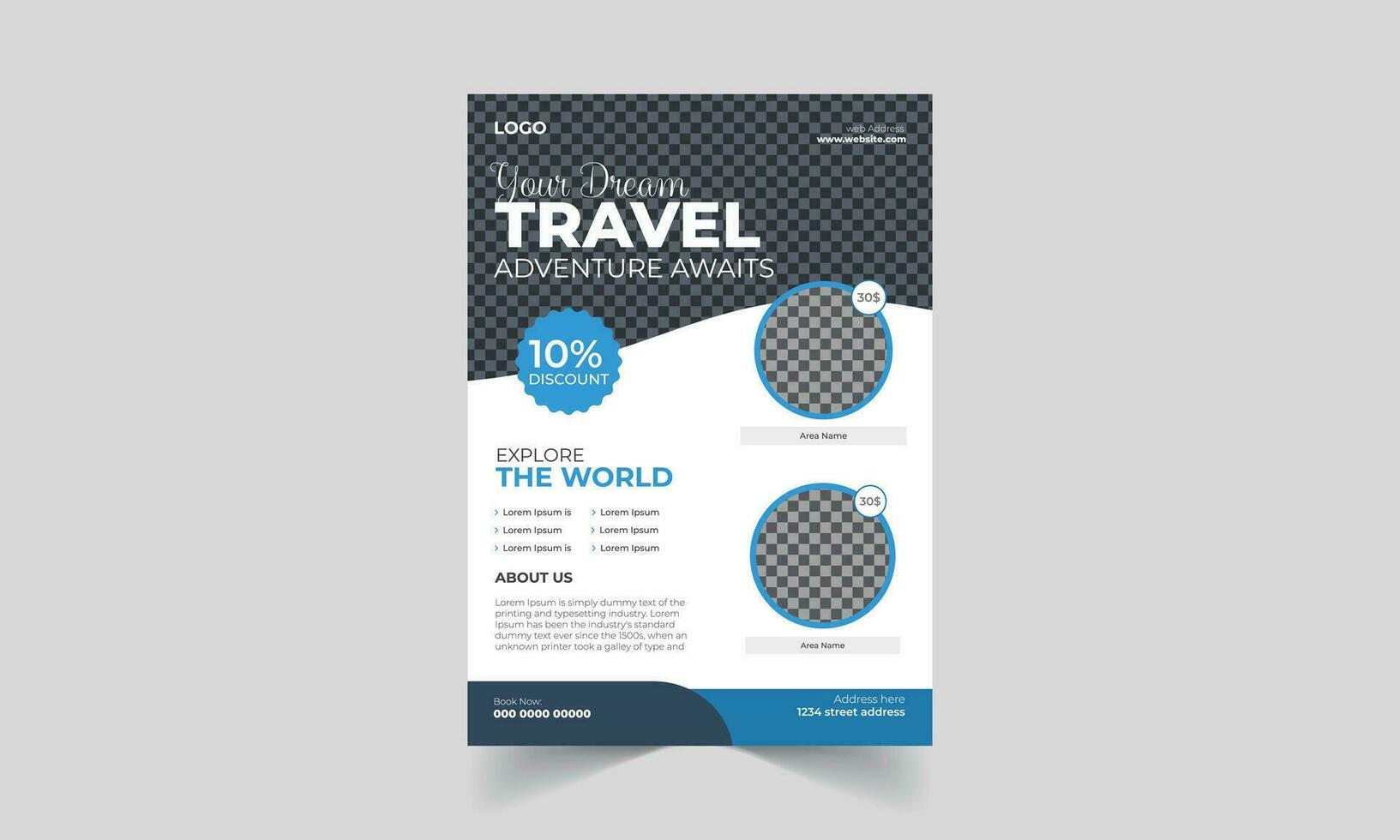Travel flyer with editable text  Vector