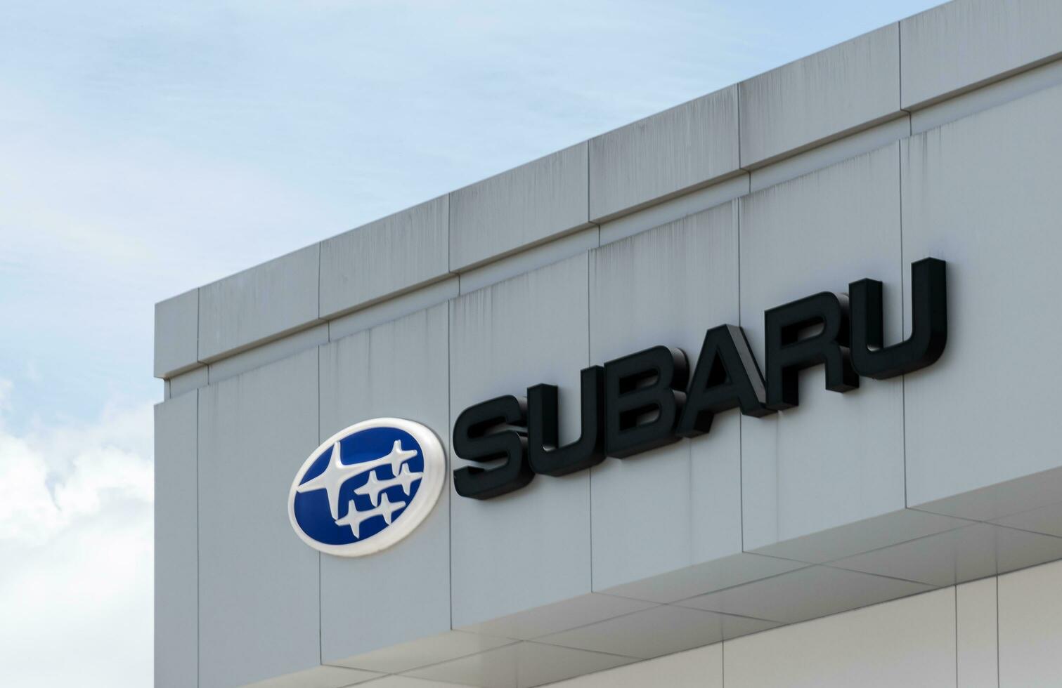 Pathumthani Thailand 20 August 2023 Logo Subaru on building photo