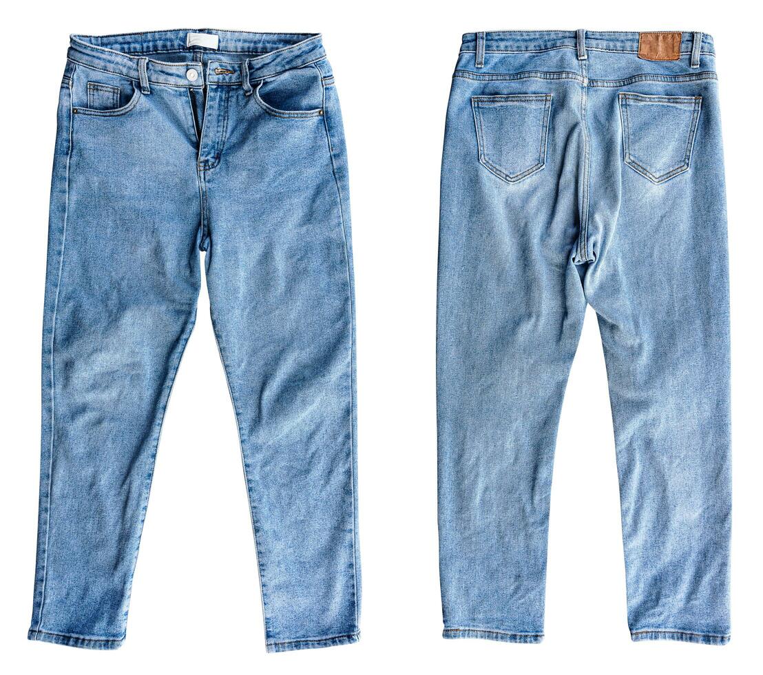 Front and back view blue Jeans isolated on white background with clipping path photo