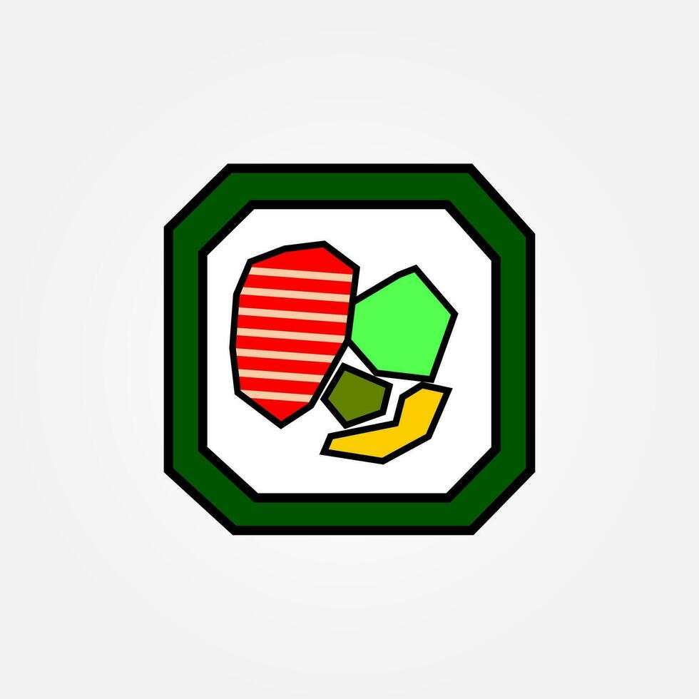Simple minimal design vector of a sushi. Square sushi logo cartoon.