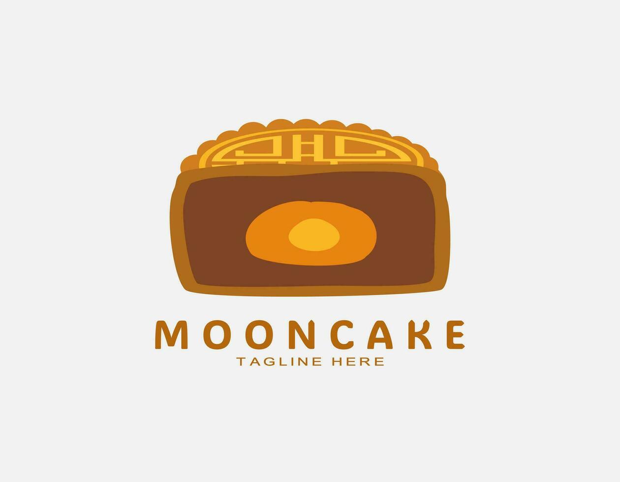 Moon cake with egg yolk inside. Elegant icon with pattern for Mid Autumn festival. Simple design suitable for business, food, cake. vector