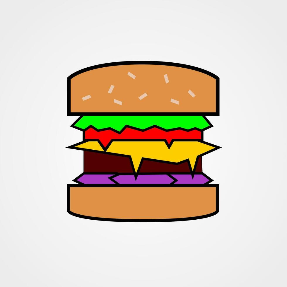 Simple minimal design vector of a burger. Burger logo cartoon.