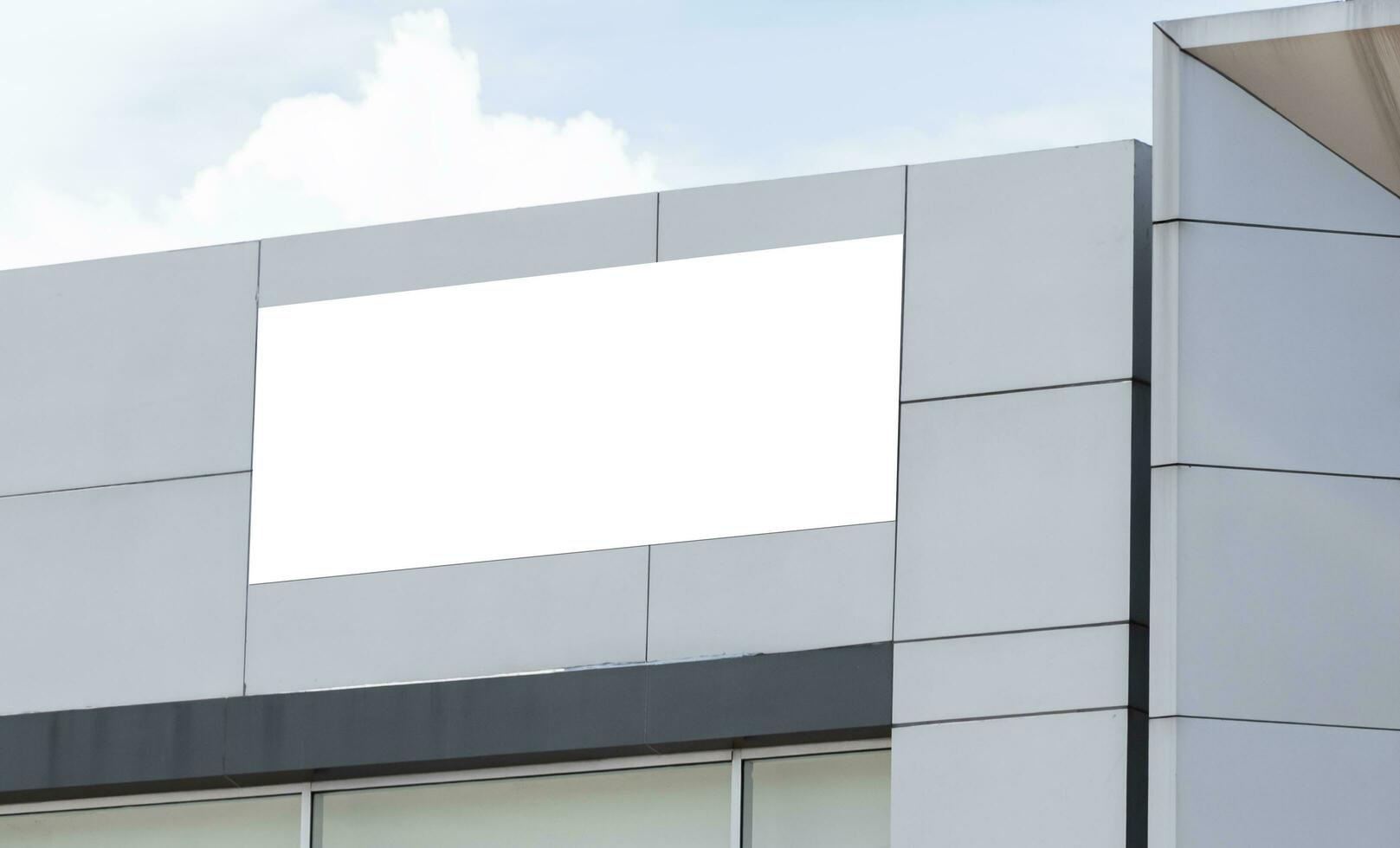 Mock up white background billboard on building. Clipping path for mock up photo