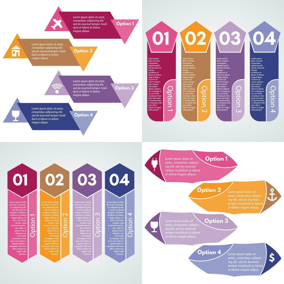 Set of four step by step infographic design template. Vector illustration