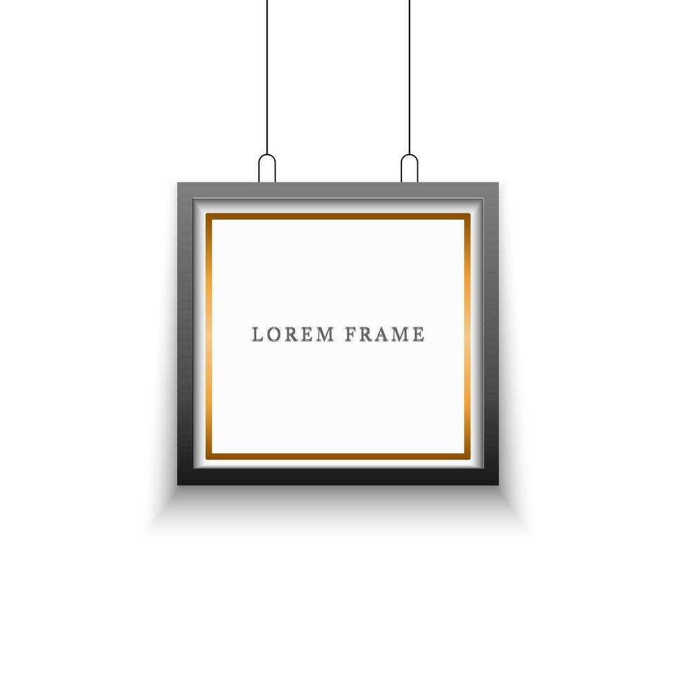 black and gold photo frame mockup design vector