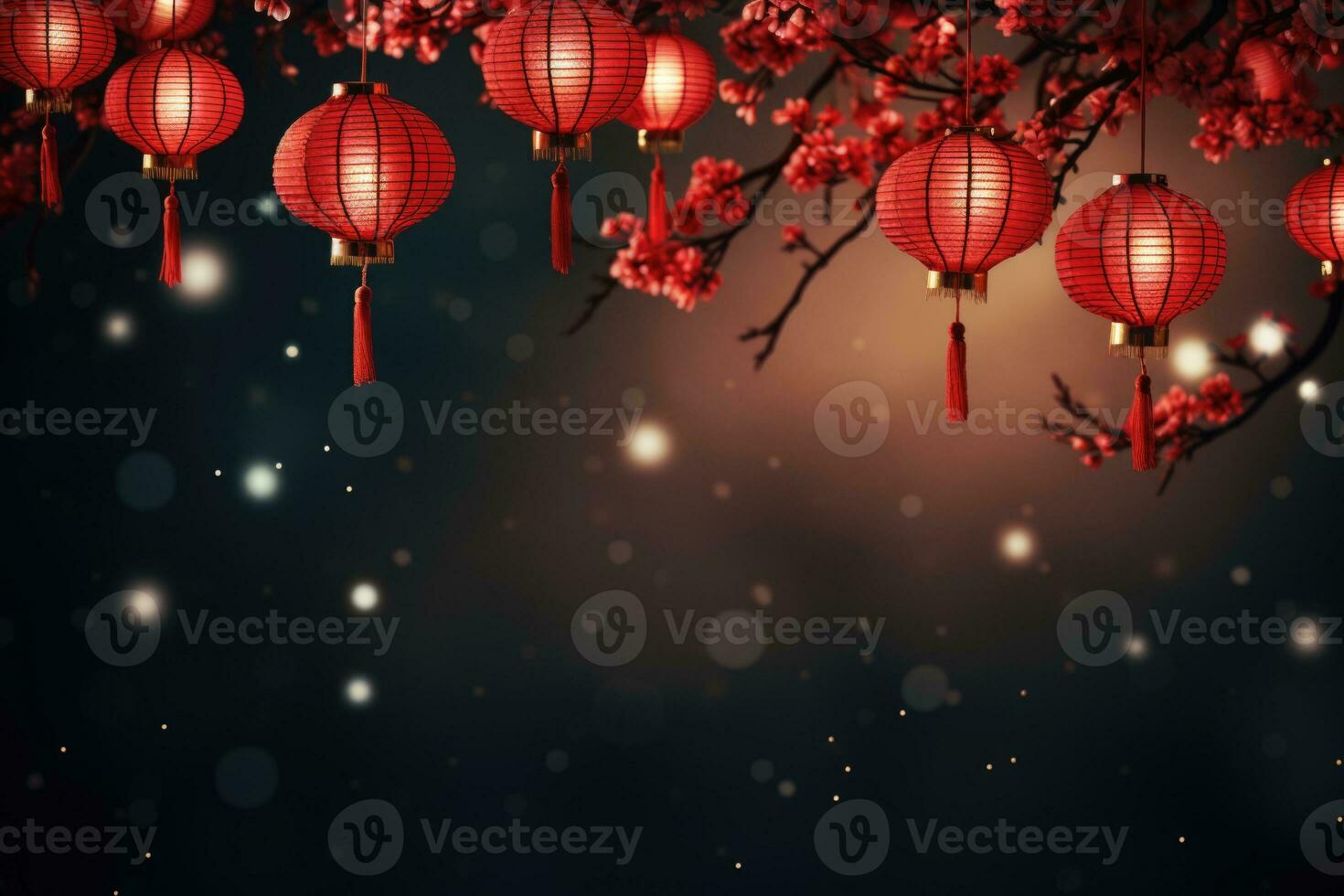 Chinese new year lanterns. Chinese New Year lanterns. Festive blurred background photo