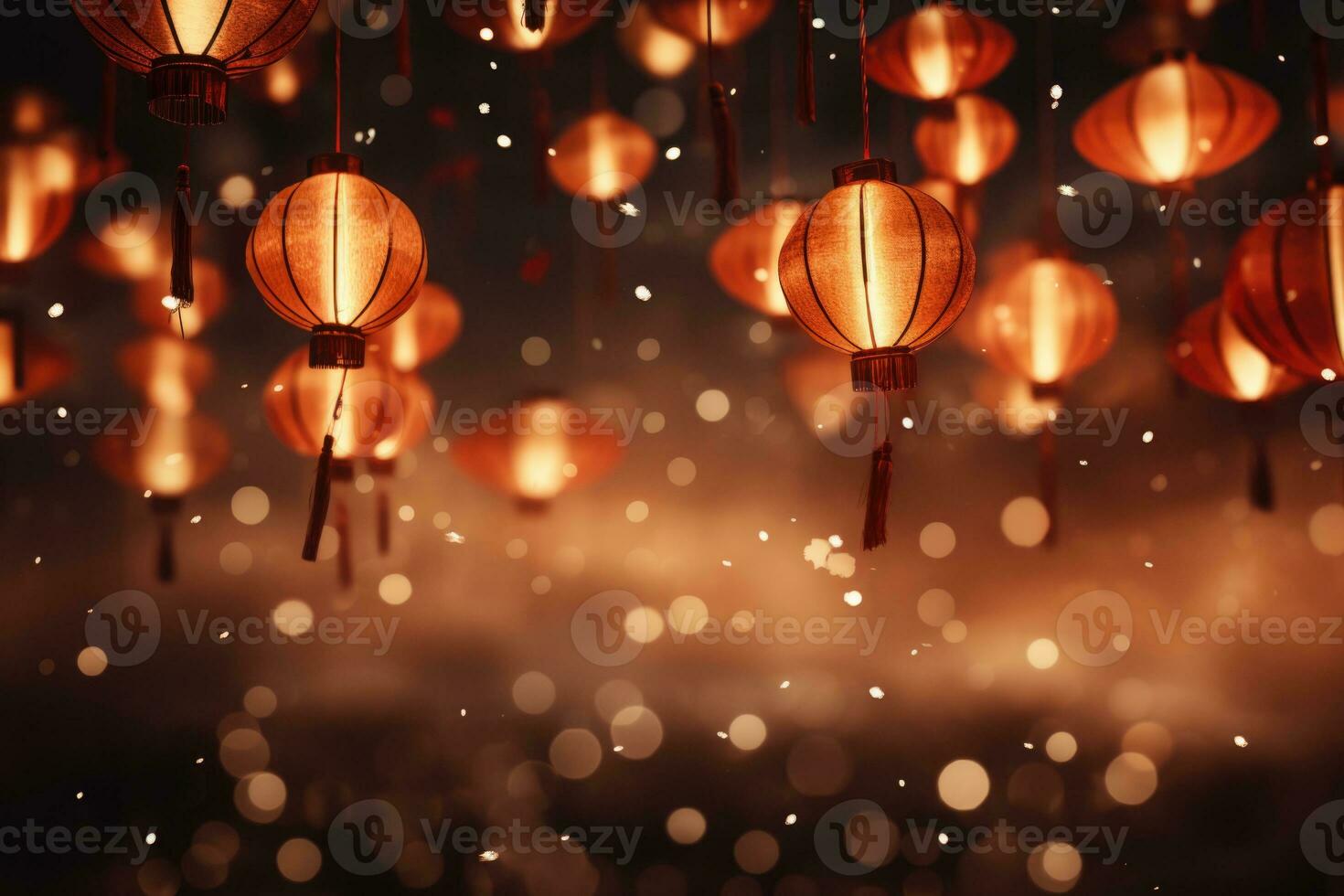 Chinese new year lanterns. Chinese New Year lanterns. Festive blurred background photo