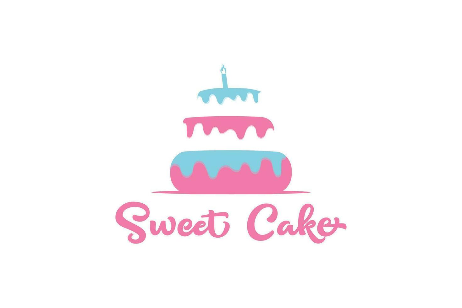 dulce pastel logo diseño con vela. cumpleaños pastel concepto. vector