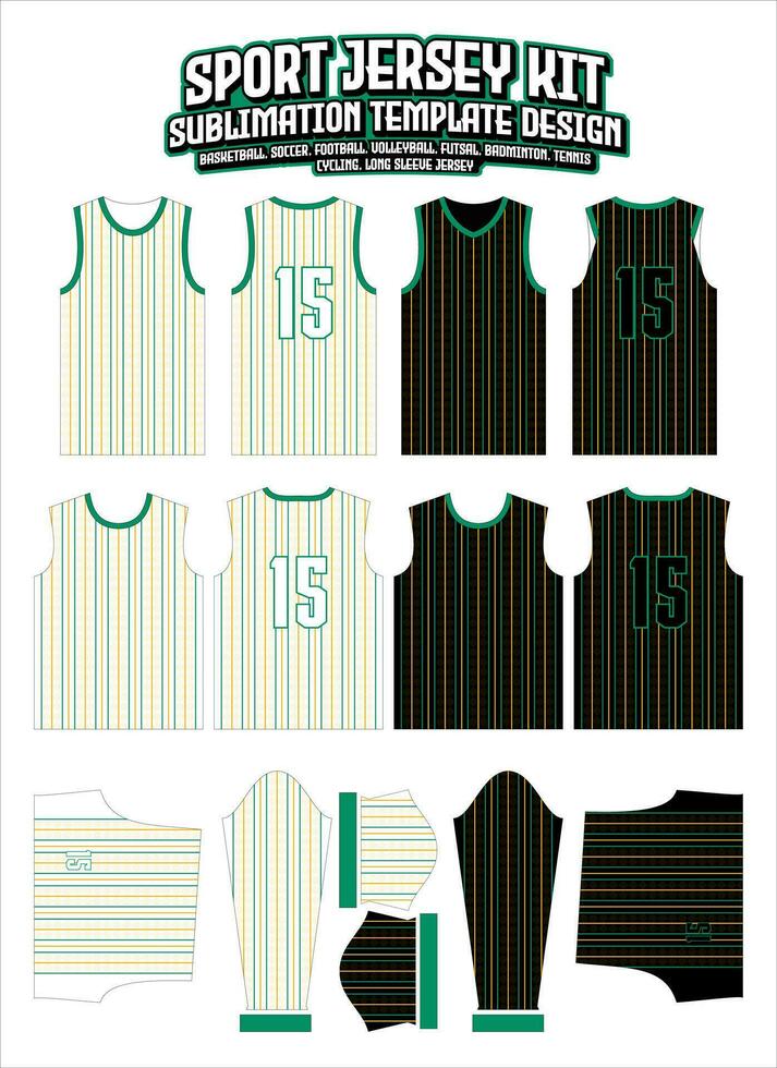 Stripes Lines Outline Jersey Design Sportswear Layout Template vector