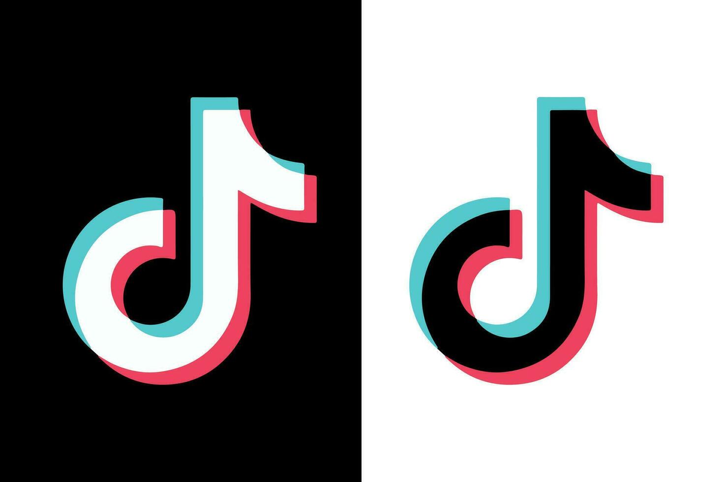 TikTok logo, black background, editable color vector