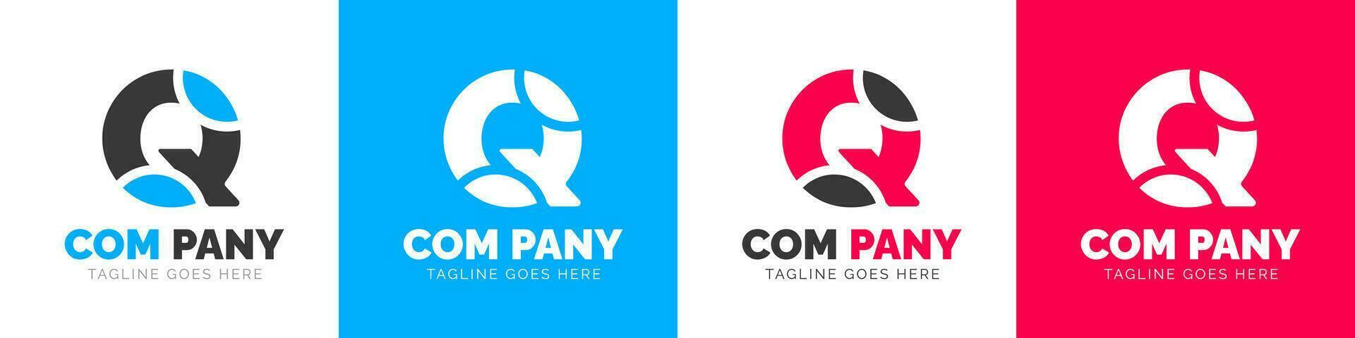 corporate modern business creative Minimal company Letter Q logo icon vector design template set.