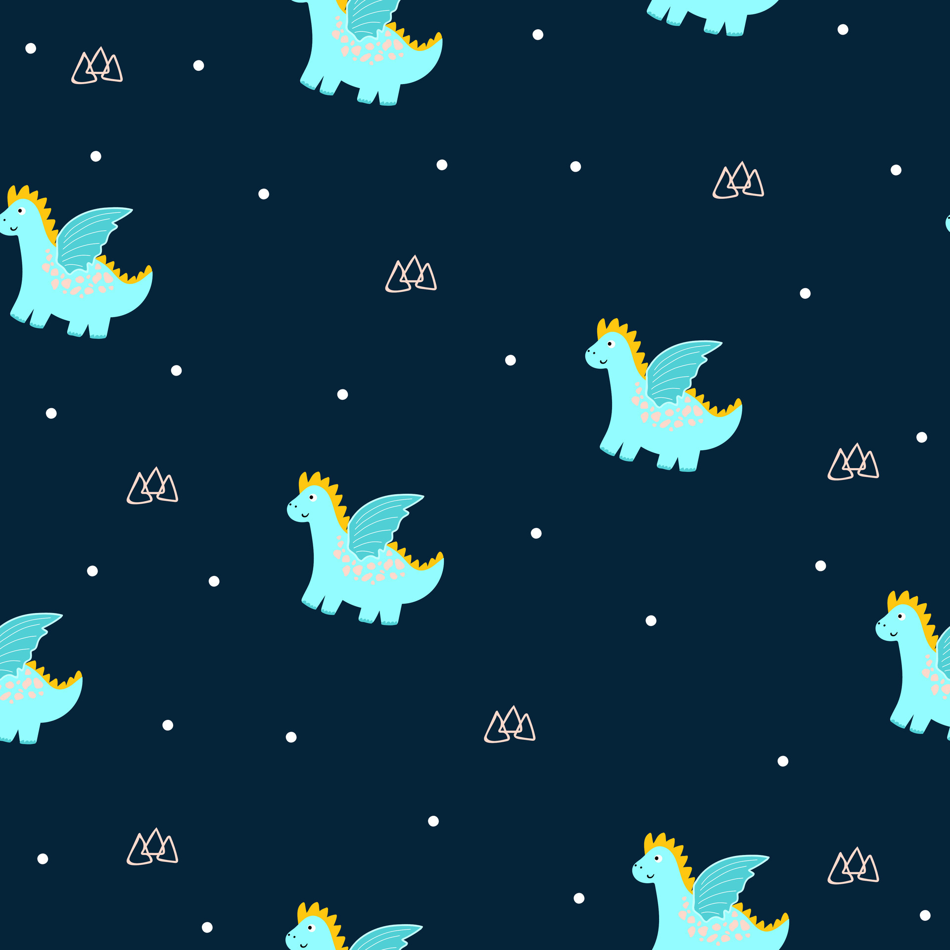 blue dragon seamless pattern.Hand drawn christmas illustration with