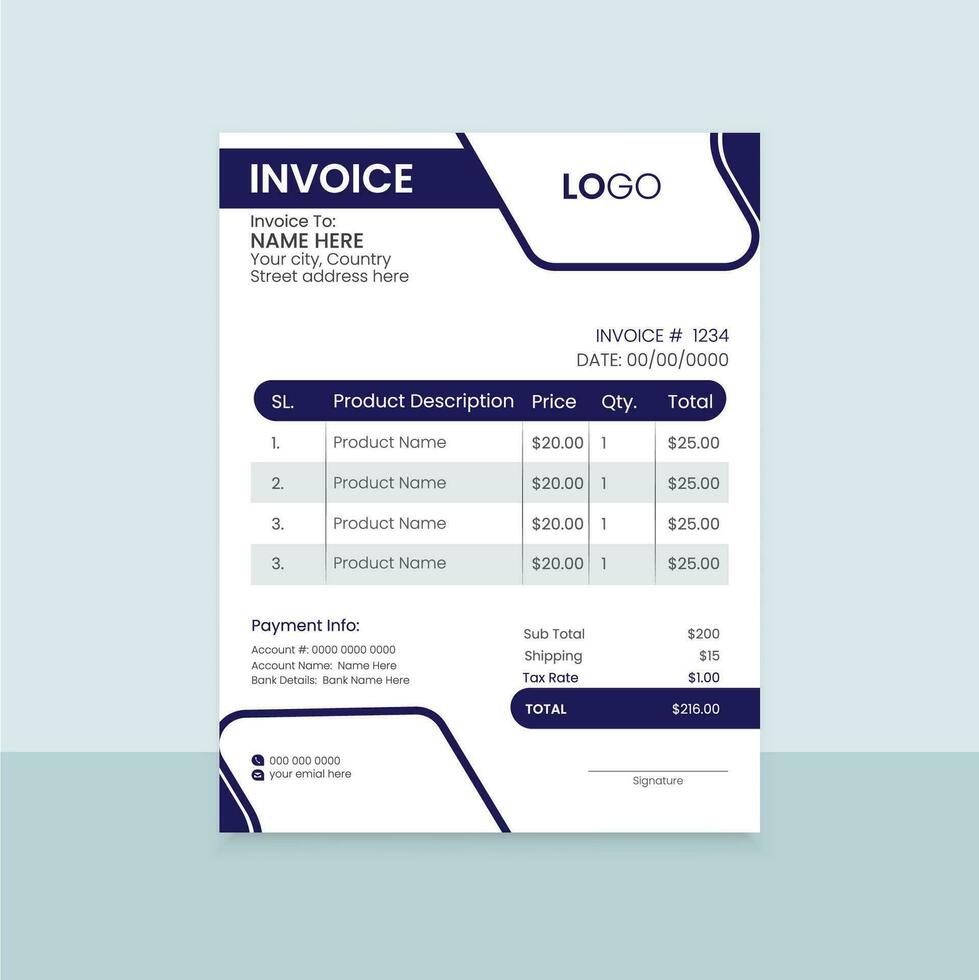 Print invoice design template vector