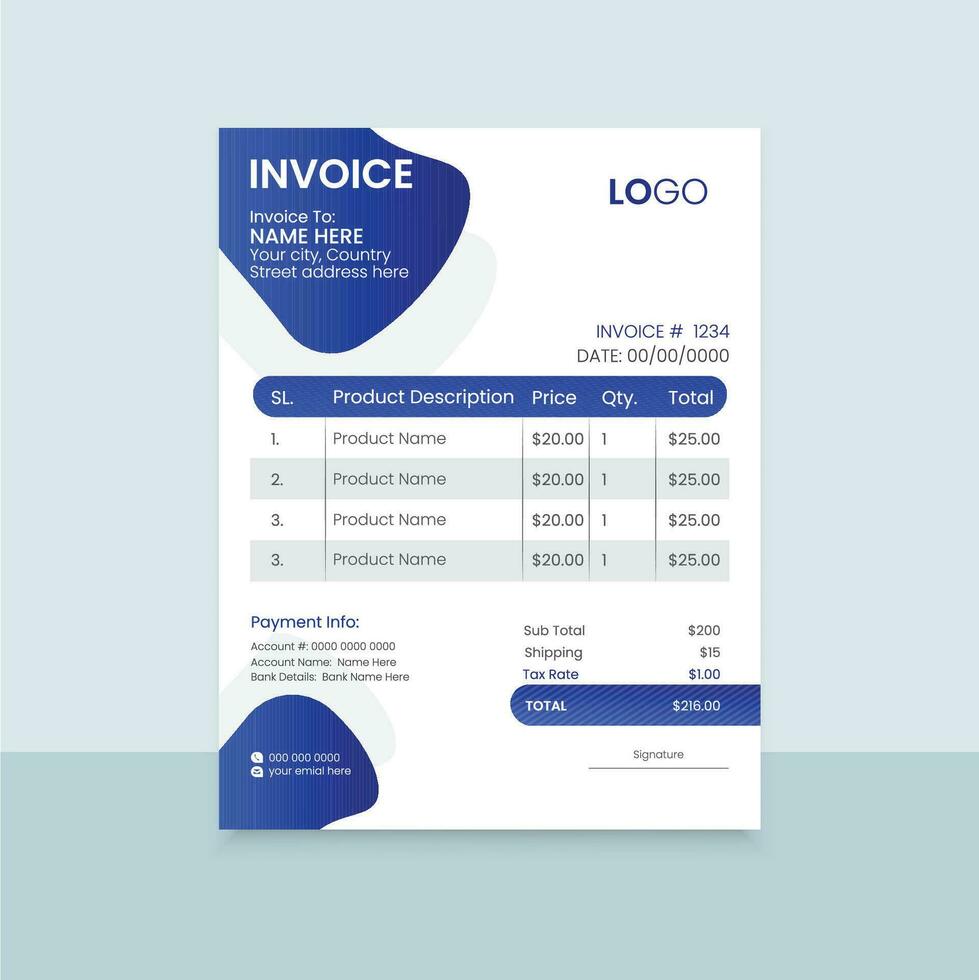 Print invoice design template vector