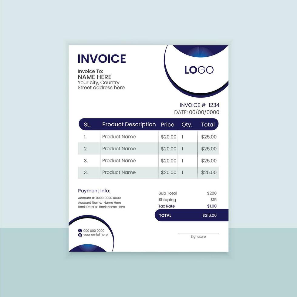Print invoice design template vector