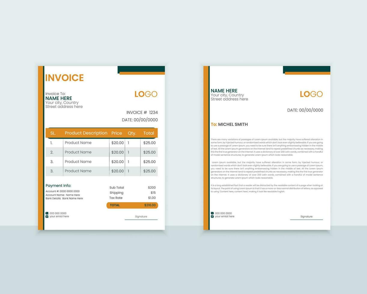 Print invoice design template vector