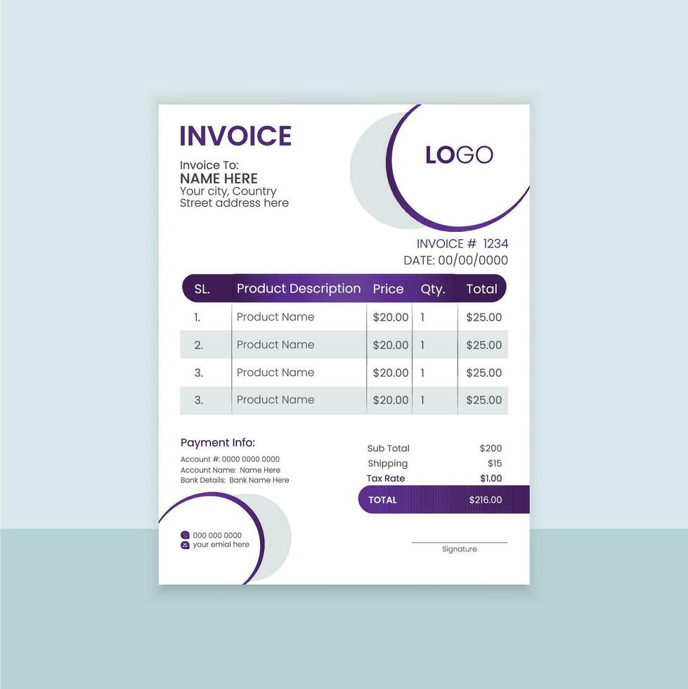 Print invoice design template vector