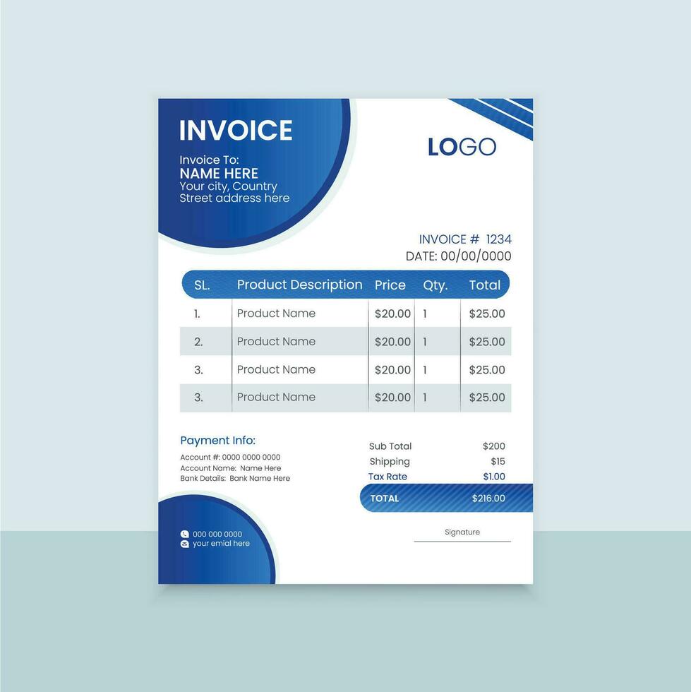 Print invoice design template vector