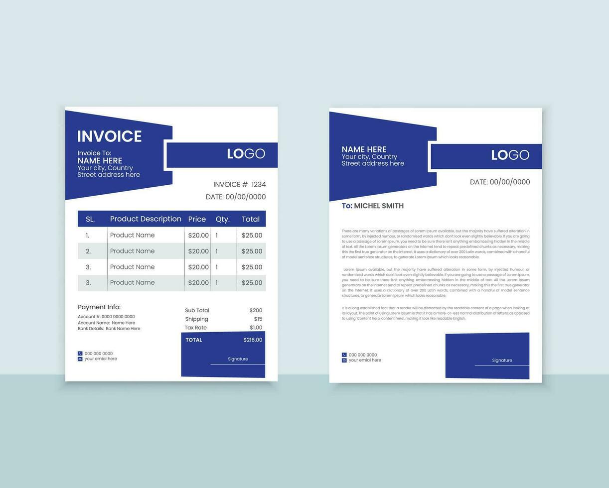 Print invoice design template vector