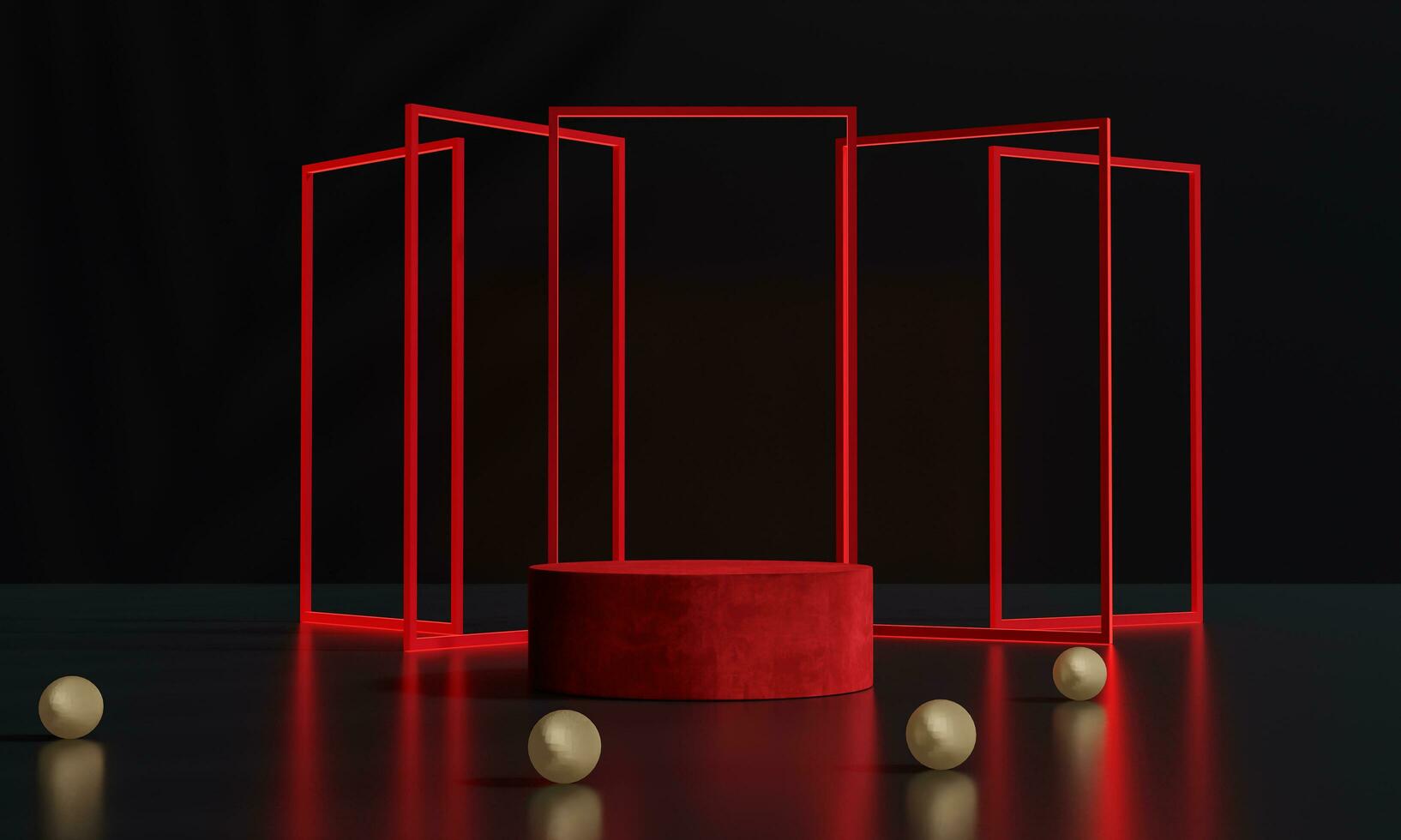 Black friday podium and black background stand or podium advertising display red light emission. 3D rendering. photo