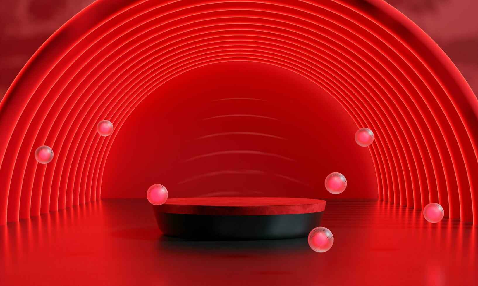 Black friday podium and black background stand or podium advertising display red light emission. 3D rendering. photo
