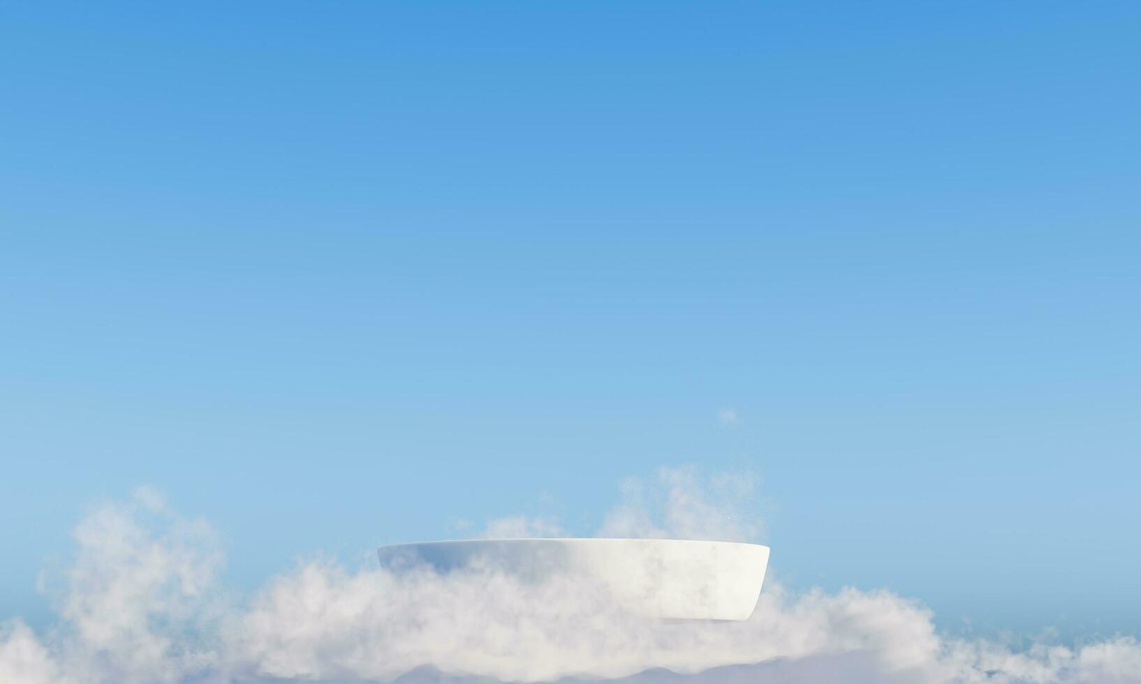 Podium with cloud and sky background advertising display. 3D rendering. photo