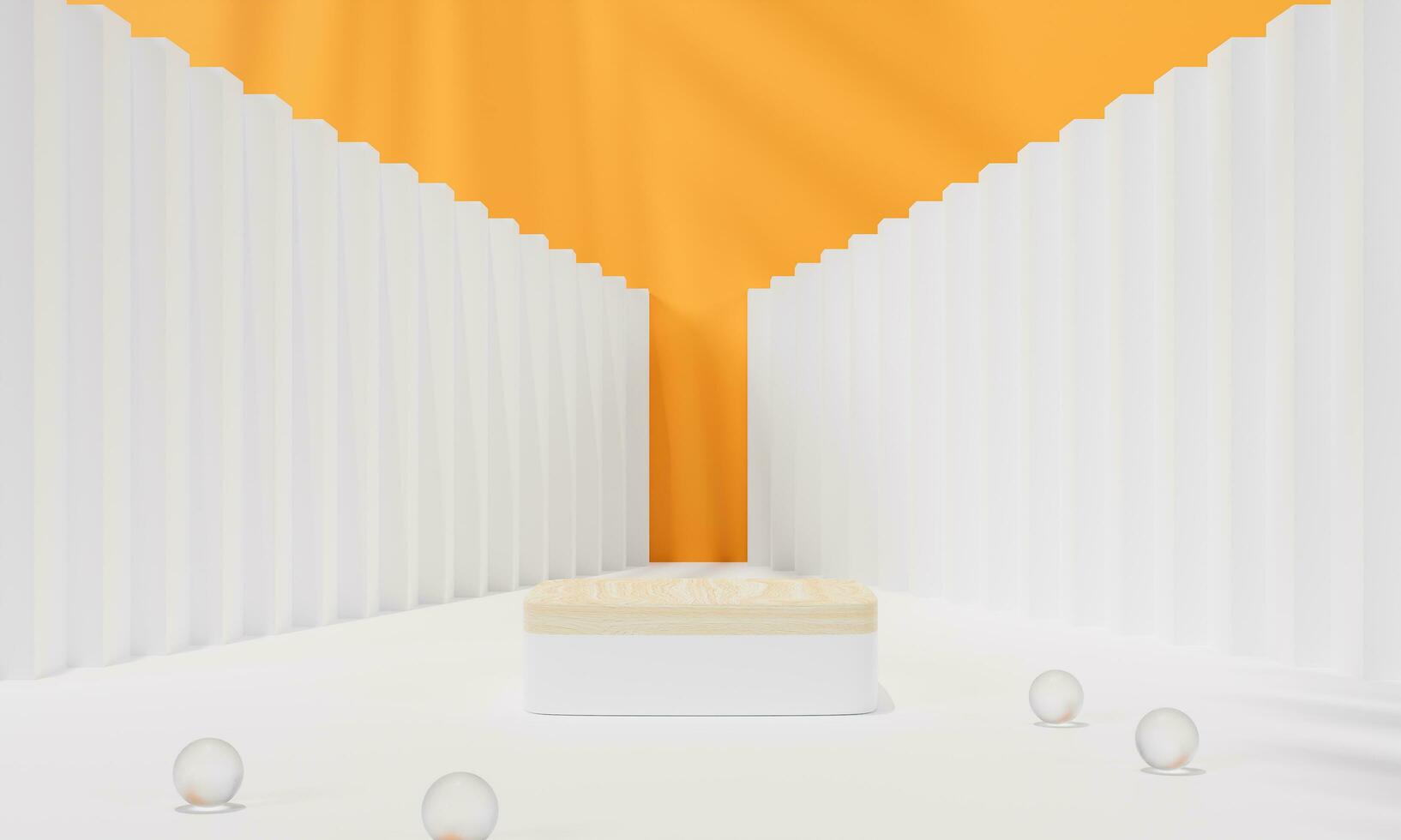 Podium with colorful background stand or podium pedestal on advertising display. 3D rendering. photo