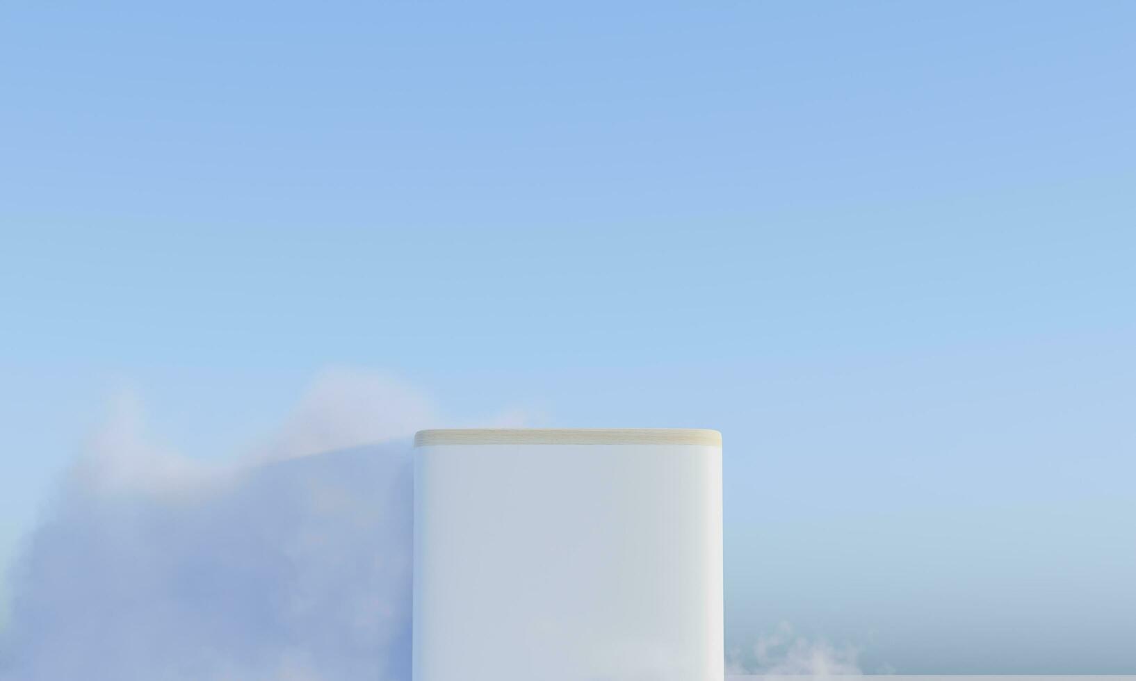 Podium with cloud and sky background advertising display. 3D rendering. photo