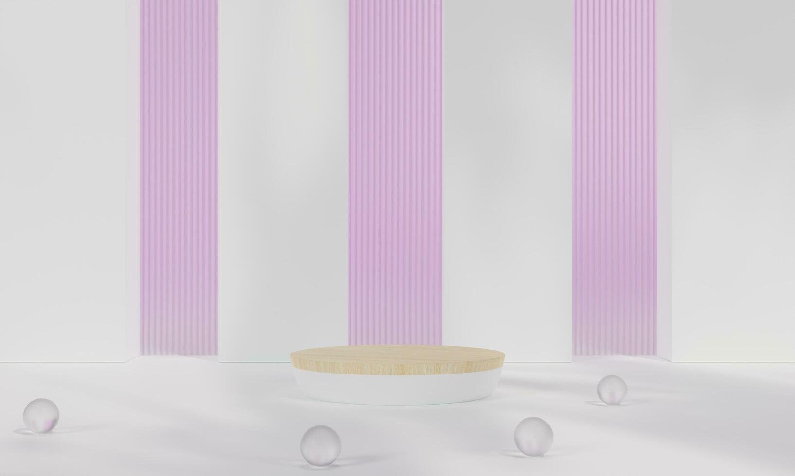 Podium with colorful background stand or podium pedestal on advertising display. 3D rendering. photo