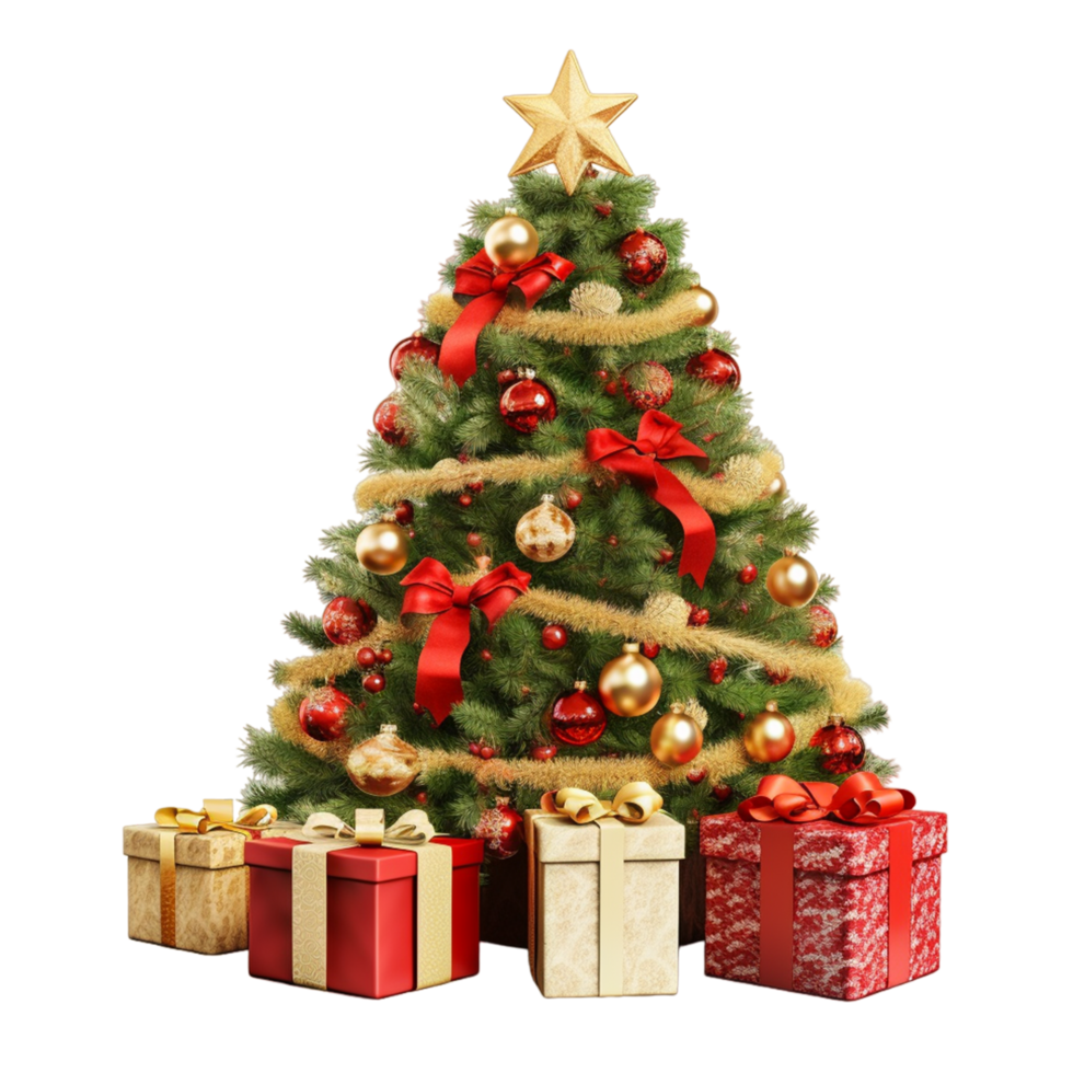 Christmas tree and gift boxes Ai Generative png