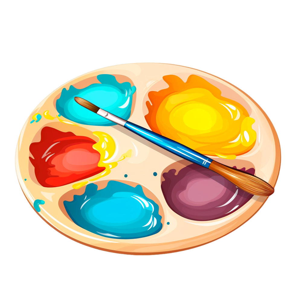 Palette of paints and paintbrush Ai Generative png