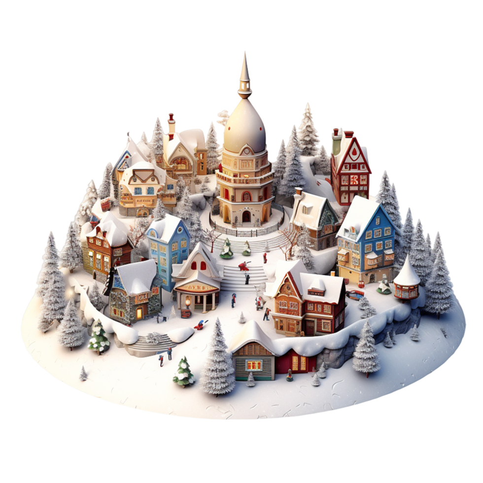Christmas winter village in snowball Ai Generative png