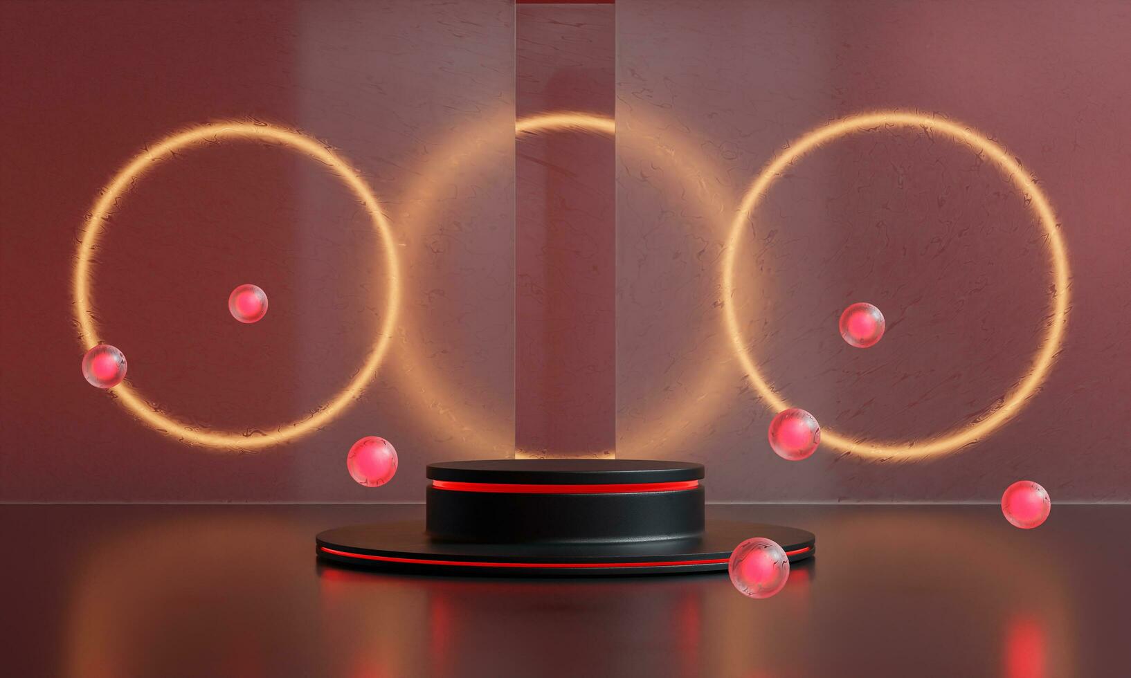 Black friday podium and black background stand or podium advertising display red light emission. 3D rendering. photo