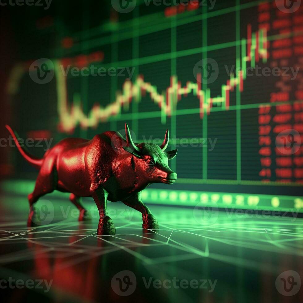 AI Generated stock bull market design concept background. photo