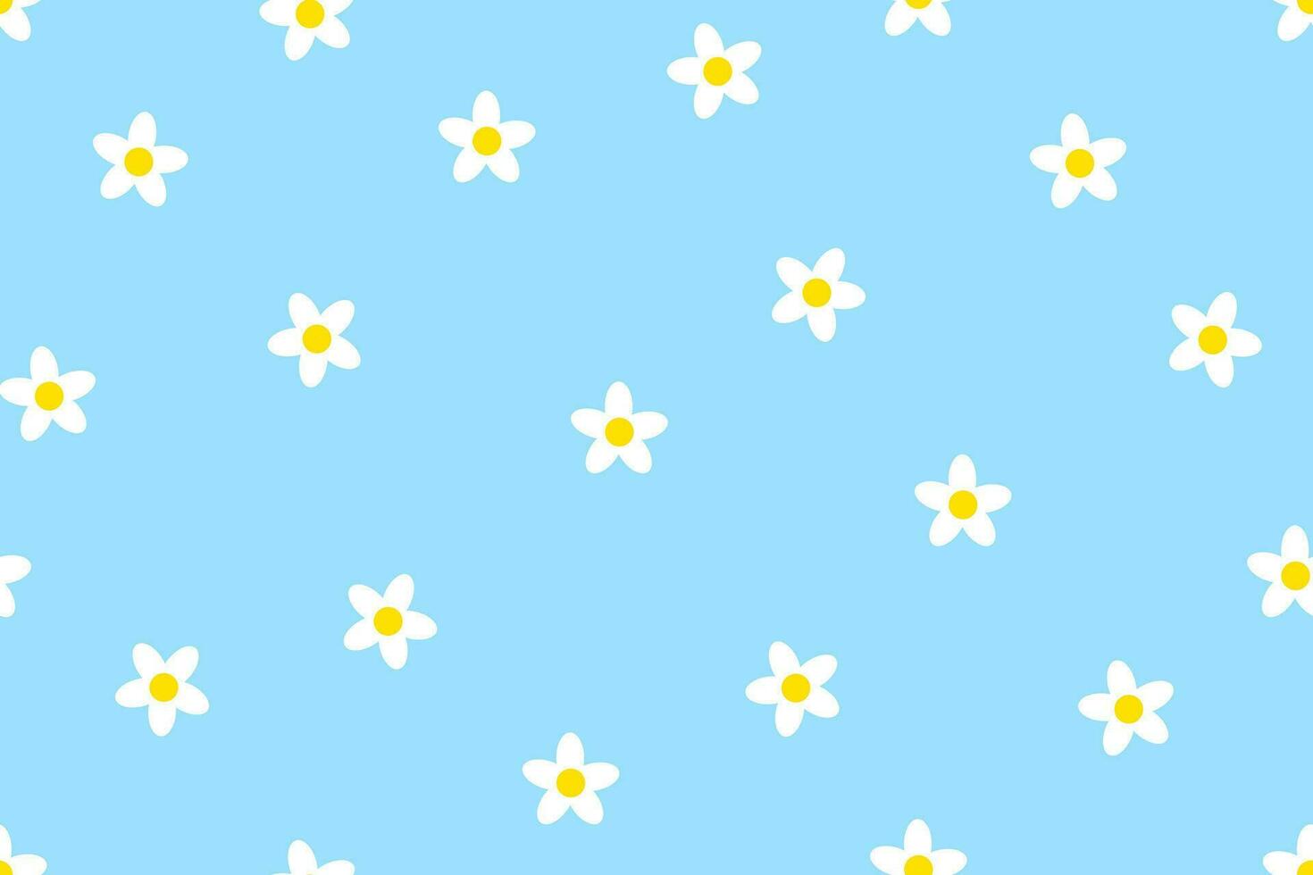 Cute simple seamless pattern with daisy or chamomile flowers. Spring and summer background. stock illustration vector