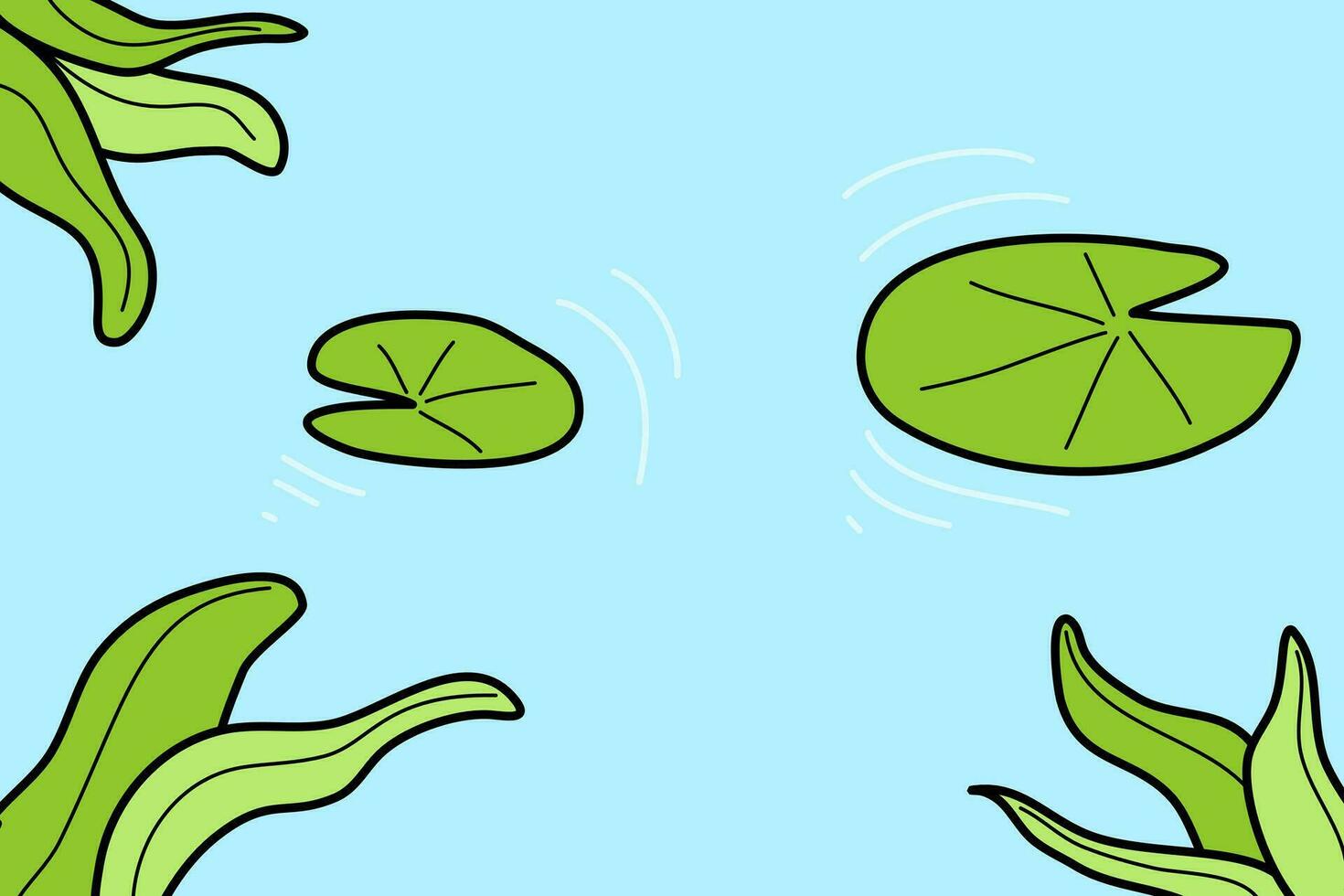 plants and lotus leaves  on the water in tihe pond. doodle nature abstract background color no people. vector