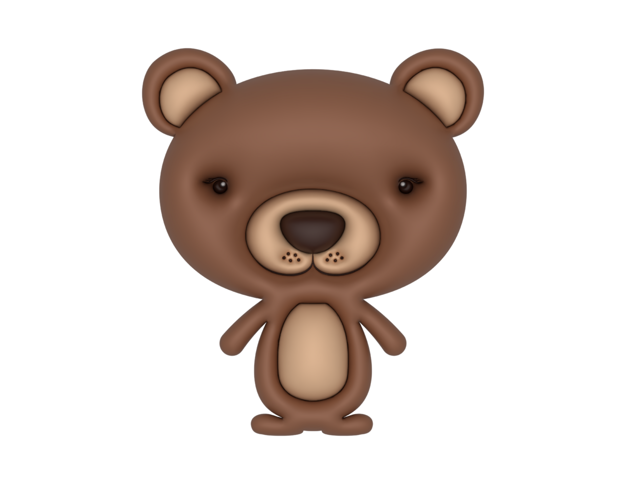 3D cute teddy bear design on a transparent background png