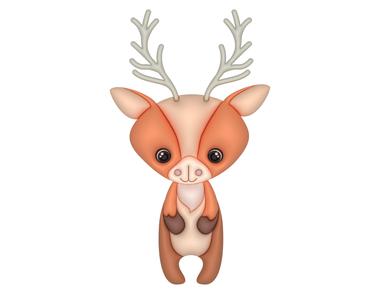 3D cute deer design on a transparent background png
