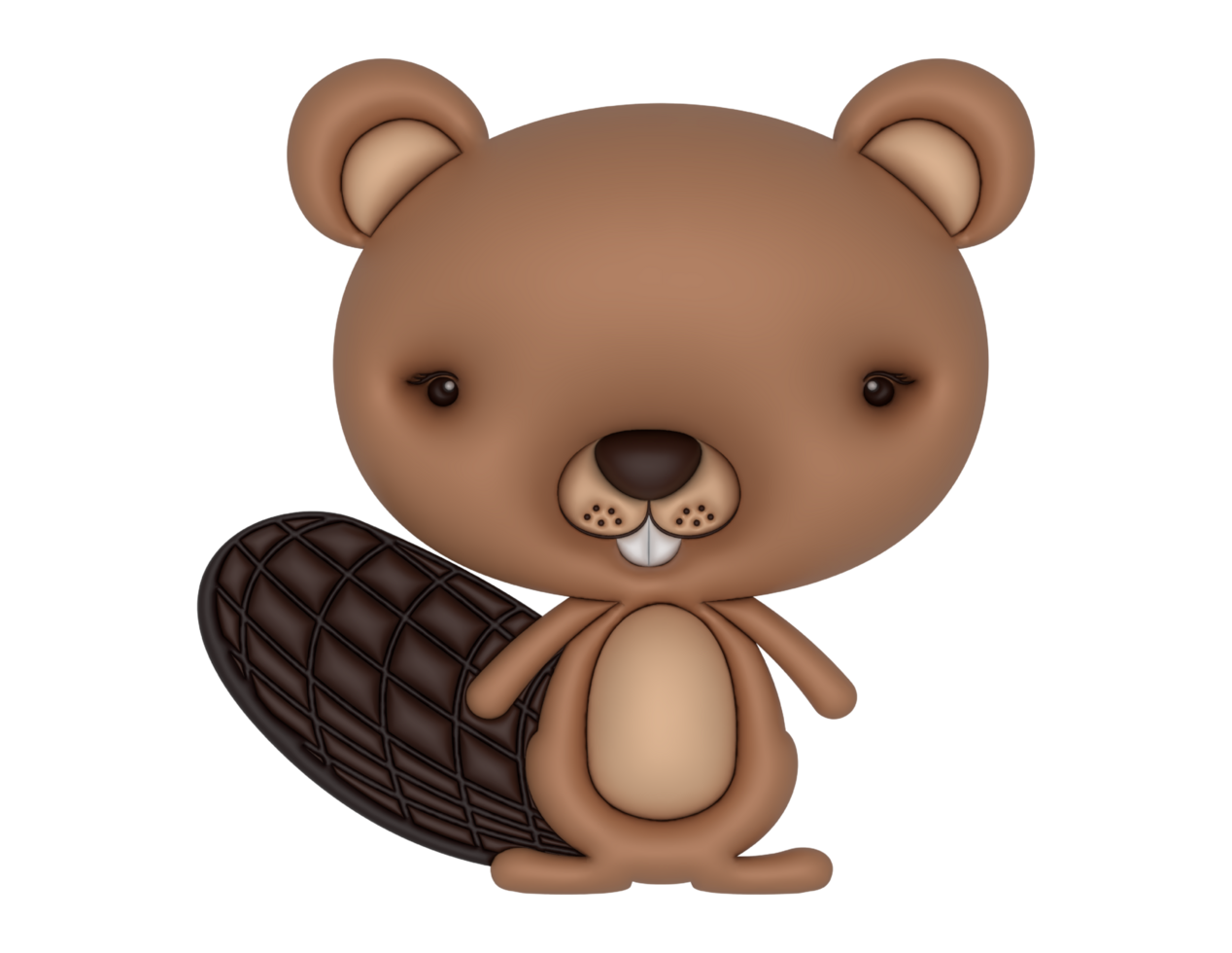 3D cute beaver design on a transparent background png