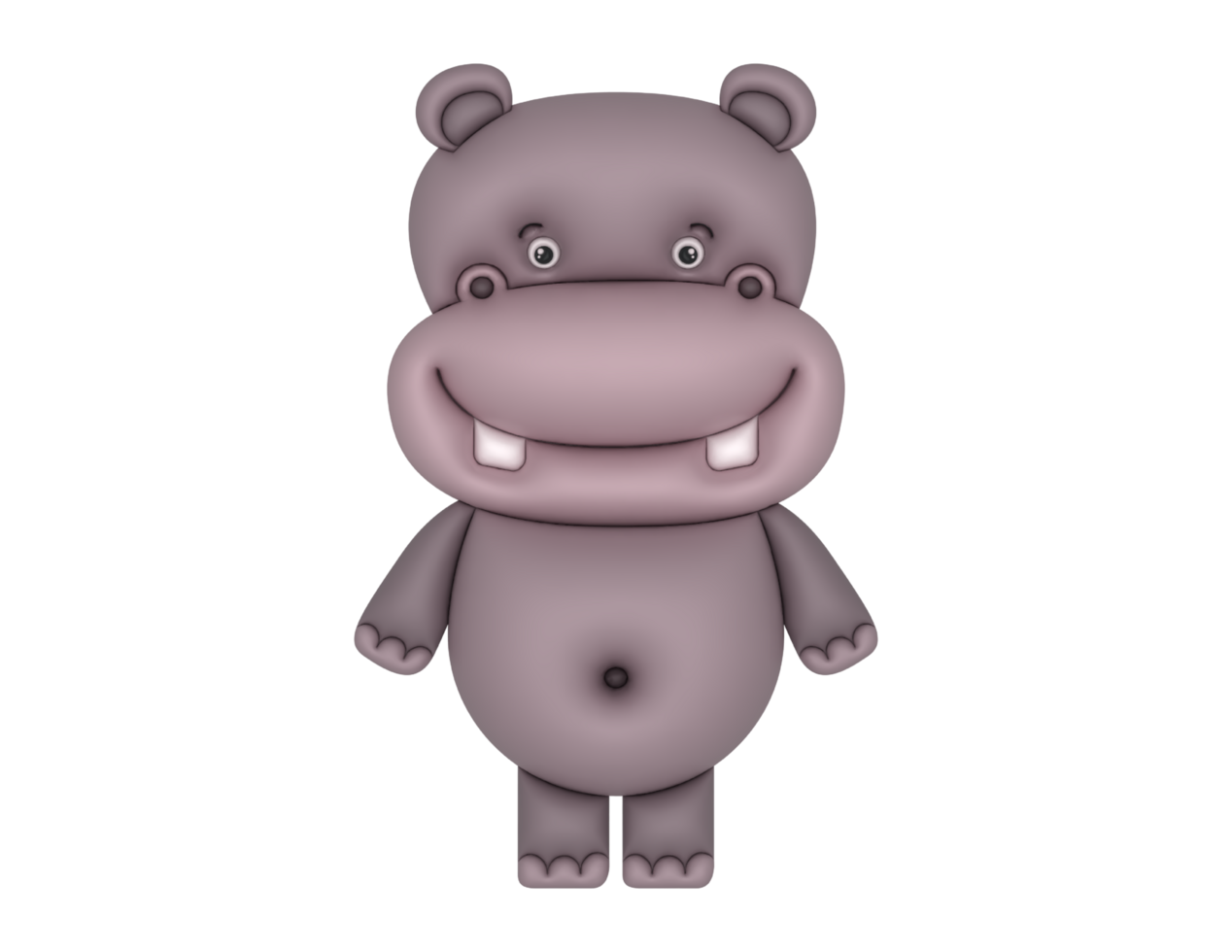 3D hippopotamus cartoon design on a transparent background png
