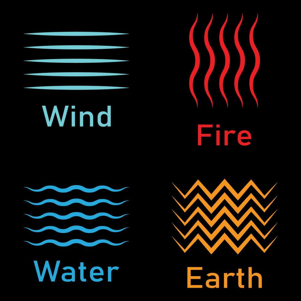 Four elements Wind, Fire, Water, Earth symbol vector. vector