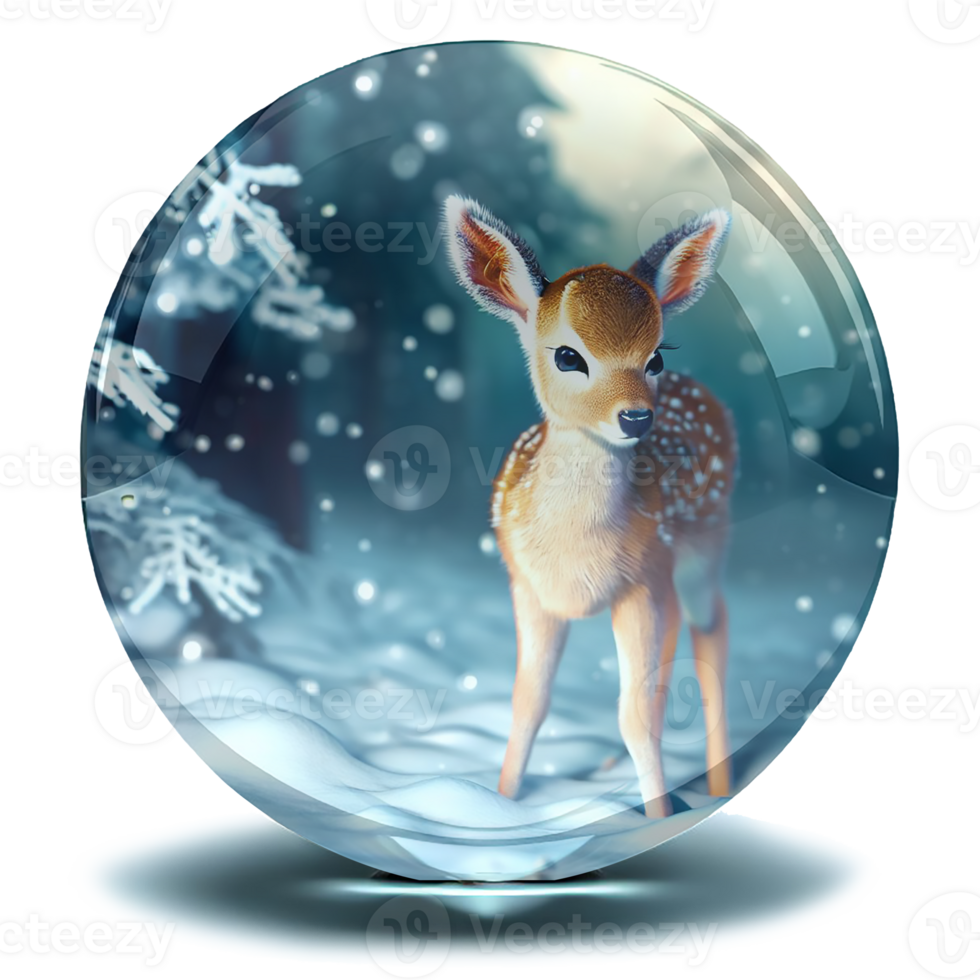 Sparkling crystal snow ball AI generative png