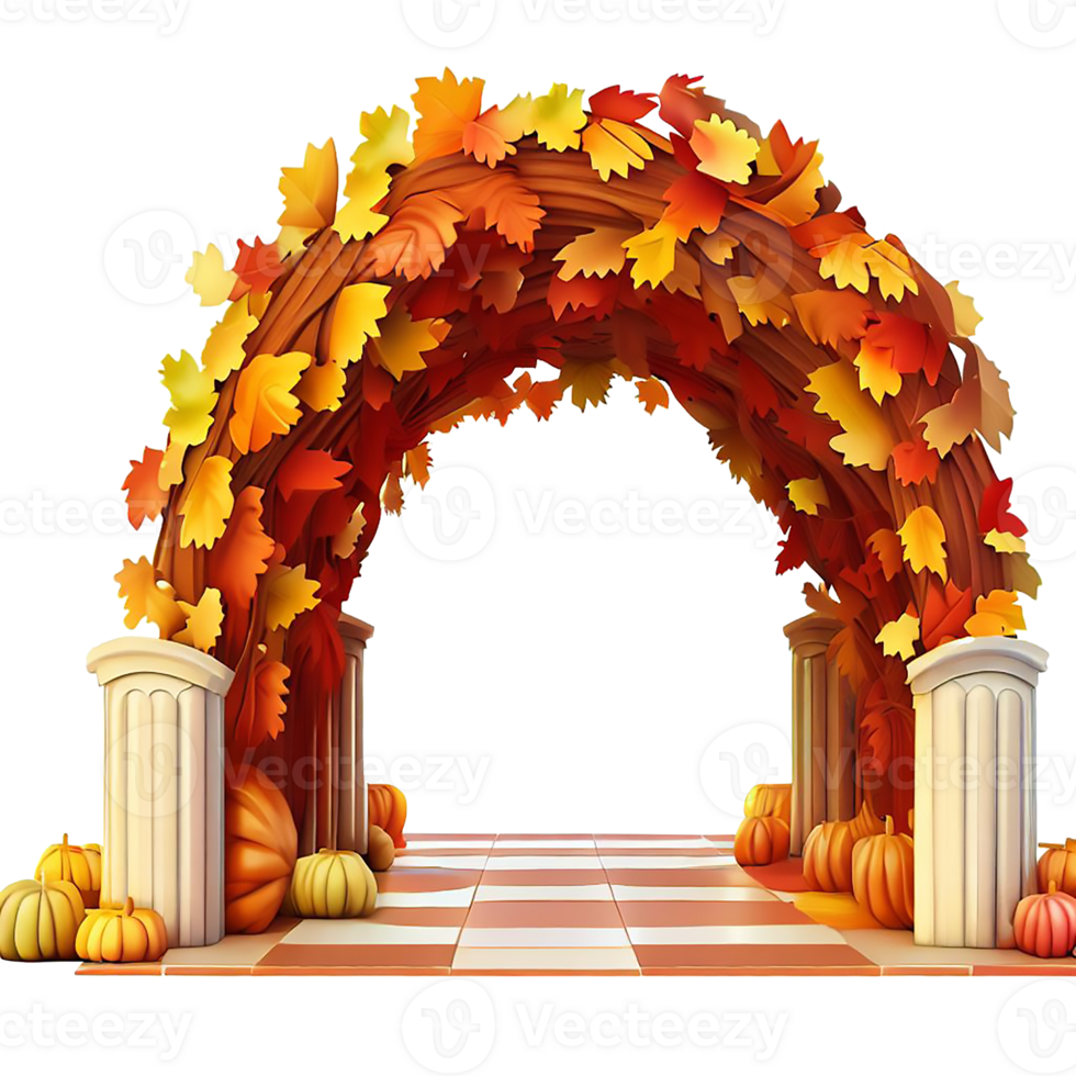 Autumn theme arched entrance AI generative png
