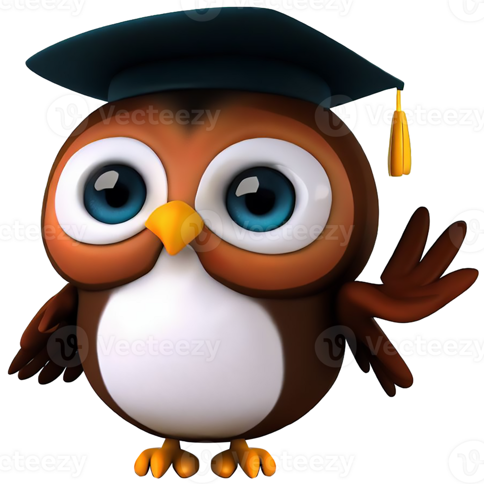 A Cute Little Owl smart teacher AI generative 29722618 PNG