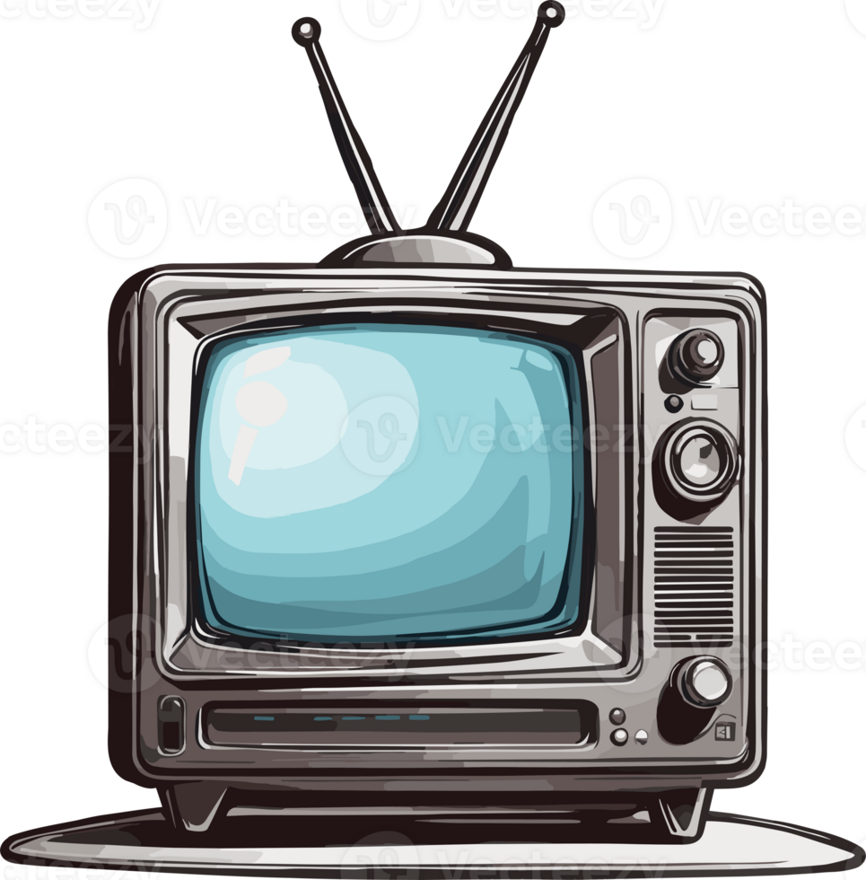 tv övervaka skärm retro årgång ai generativ png