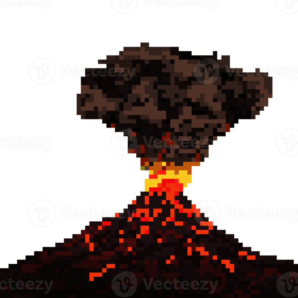 volcanic mountain eruption pixel illustration png