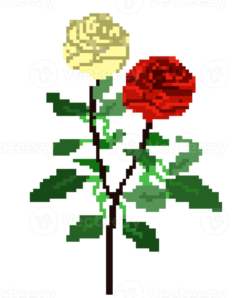 pretty red rose pixel illustration png