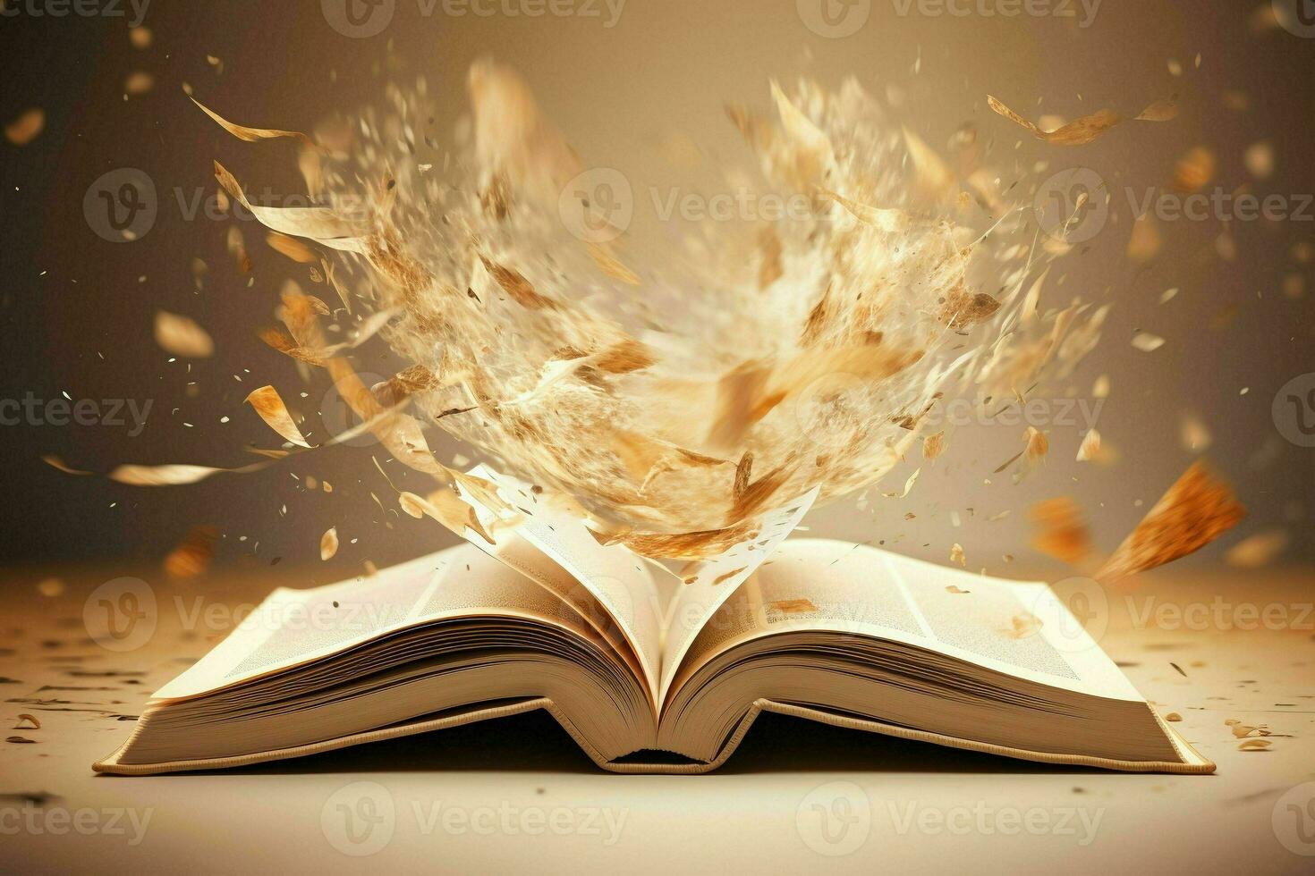 Abstract background with opened book.Generative AI photo