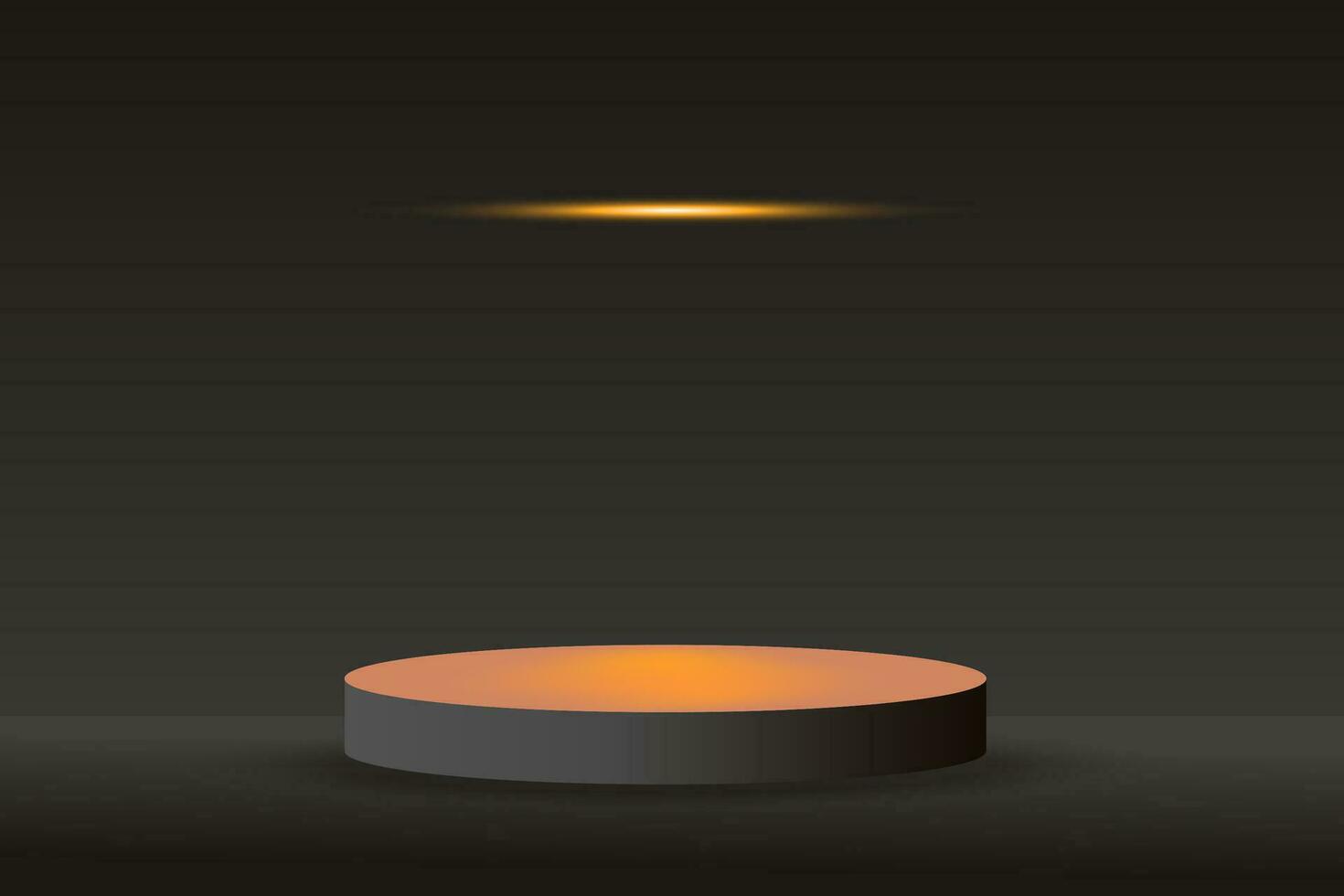 3d background products display podium with orange neon light, glow ball on a black background. vector